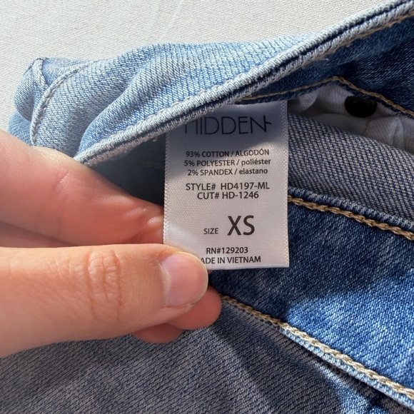 HIDDEN Distressed Denim Shorts XS Light Wash Cut Off High Waist Boho - Picture 5 of 7